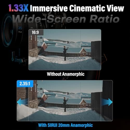 SIRUI Lente anamórfica T1.8 1.33X de 20 mm, lente de enfoque automático S35 para cámaras con montura E, A6500, A6700, FX3/30, serie ZV-E, serie A7, A9/9II (llamarada azul) - imagen 3