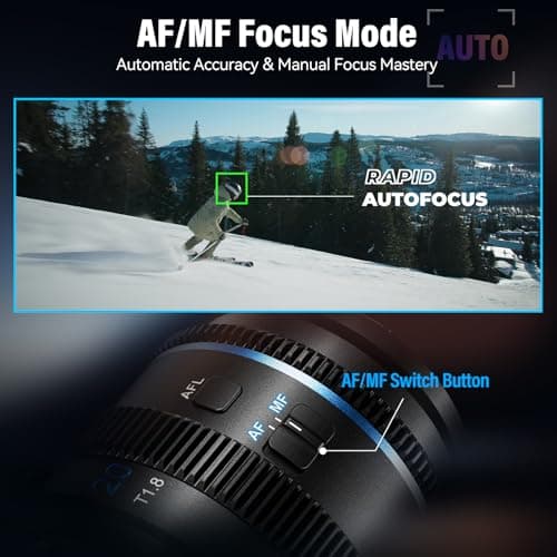 SIRUI Lente anamórfica T1.8 1.33X de 20 mm, lente de enfoque automático S35 para cámaras con montura E, A6500, A6700, FX3/30, serie ZV-E, serie A7, A9/9II (llamarada azul) - imagen 4
