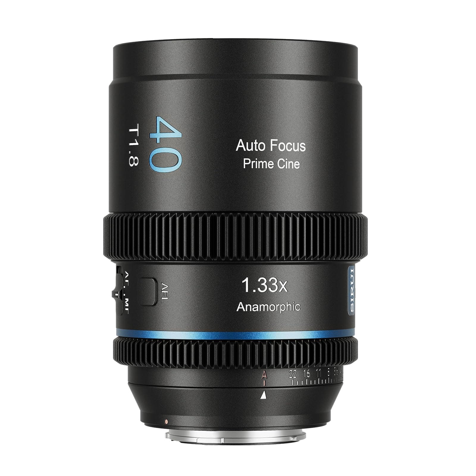 SIRUI Lente anamórfica T1.8 1.33X de 40 mm, lente de enfoque automático S35 para cámaras con montura E, A6500, A6700, FX3/30, serie ZV-E, serie A7, A9/9II (llamarada azul) - imagen 1