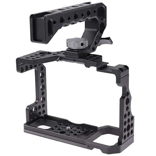 Hersmay A7III Cage with Top Handle, A9 Camera Cage for Sony A7III / A7RIII /A9 /A7II Mirrorless Camera, Multiple 1/4" 3/8" Screw Holes for Vlogging Video Shooting Filmmaking Rig - imagen 2