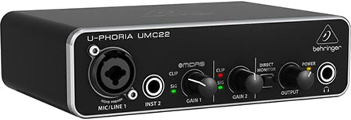 Behringer UMC22 Audiophile 2x2, interfaz de audio USB de 48 kHz con preamplificador de micrófono Midas | Para grabar micrófonos e instrumentos - imagen 1
