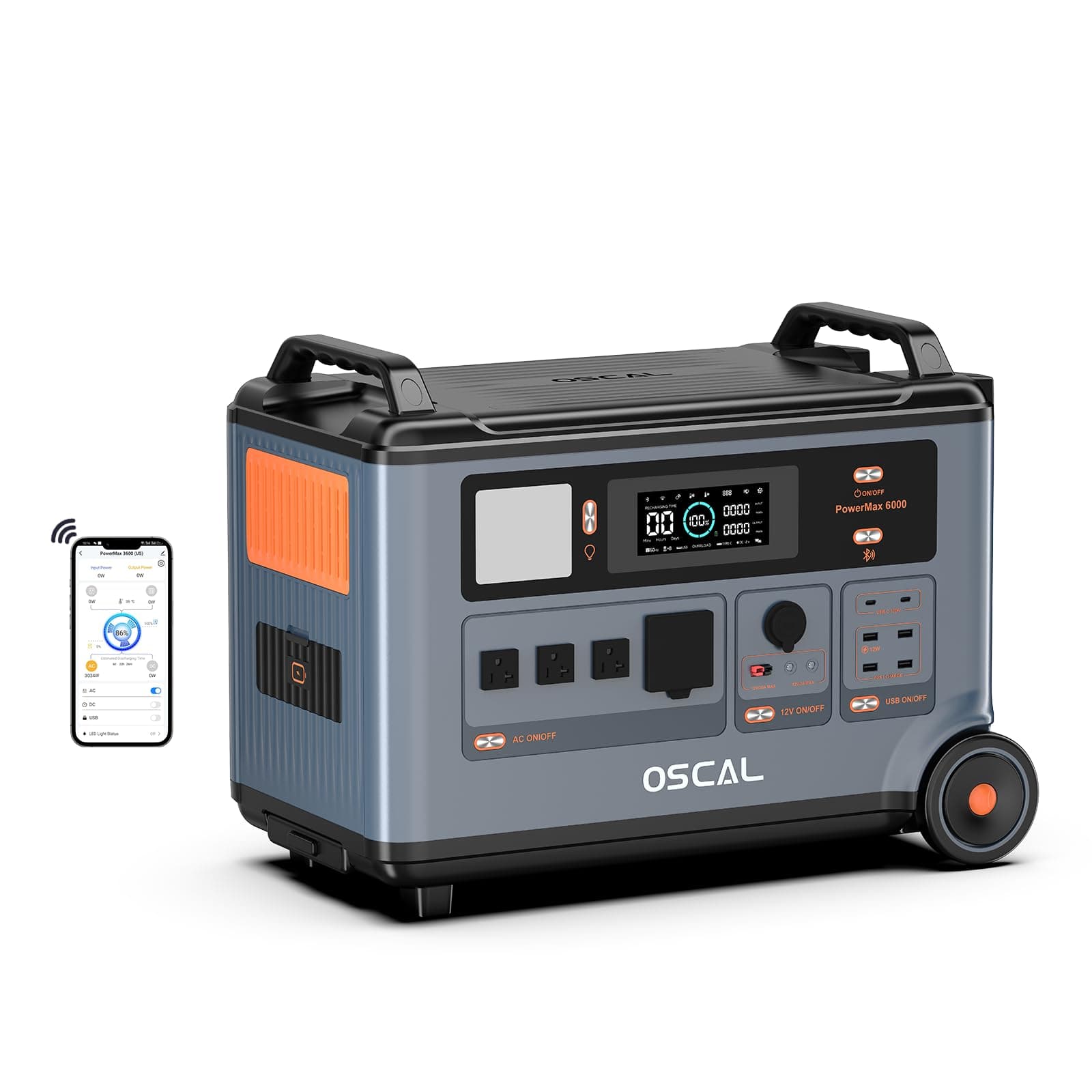 OSCAL PowerMax 6000 Solar Generator, 120/240V Split Phase Voltage - imagen 1