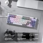 Redragon K655 75% RGB Teclado mecánico para juegos con cable, 78 teclas de intercambio en caliente con tablero de cubierta de aluminio, enchufe actualizado y teclas macro/medios integradas, interruptor rojo lineal silencioso - imagen 3