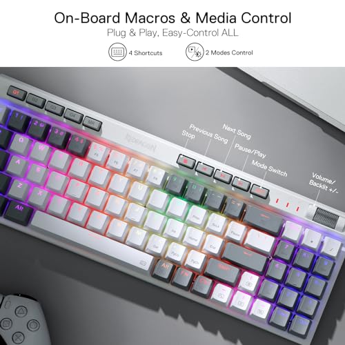 Redragon K655 75% RGB Teclado mecánico para juegos con cable, 78 teclas de intercambio en caliente con tablero de cubierta de aluminio, enchufe actualizado y teclas macro/medios integradas, interruptor rojo lineal silencioso - imagen 4