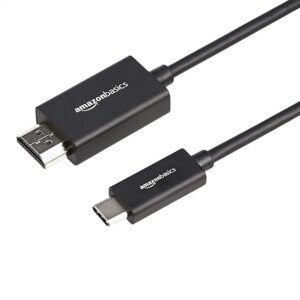 Amazon Basics Adaptador de cable USB-C (fuente) a HDMI (pantalla) unidireccional de aluminio premium (compatible con Thunderbolt 3) 4K@60Hz, 6 pies, negro - imagen 1