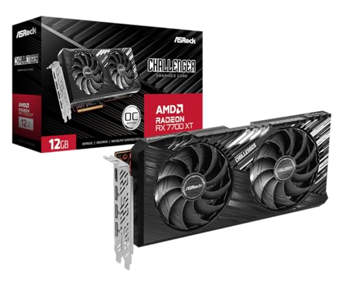 ASRock AMD Radeon RX 7700 XT Challenger 12GB GDDR6 192-bit 0dB Enfriamiento silencioso 7680 x 4320 DisplayPort HDMI Indicador LED Tarjeta gráfica de doble ventilador de 18Gbps - imagen 2