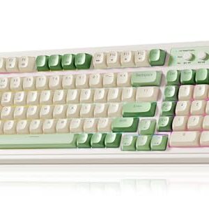 AULA S99 Teclado para Juegos, Teclados Inalámbricos para Computadora, Bluetooth Trimodo/2.4GHz/USB-C Teclado Cremoso Personalizado con Teclado Numérico, Perilla Multimedia Retroiluminada RGB Lindo Teclado Programable para PC Gamer - Verde - imagen 2