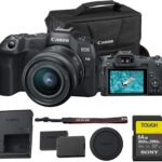 Cámara sin espejo Canon EOS R8: cámara RF de fotograma completo de 24,2 MP con vídeo 4K 60p, AF II de doble píxel y diseño ligero (con kit de 24 a 50 mm) (5803C012) + tarjeta de memoria de 64 GB + batería LP-E17 y más - imagen 1
