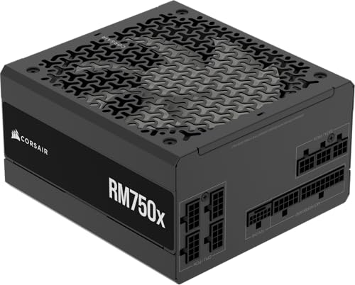 CORSAIR RM750x Fuente de alimentación ATX 3.1 PCIe 5.1 totalmente modular de 750 W, bajo nivel de ruido, eficiencia Cybenetics Gold, conector nativo de 12 V-2x6, negro - imagen 2