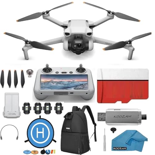 Drone DJI Mini 3 con kit de control remoto de pantalla DJI RC Paquete de drone con cámara, con SD de 128 GB, lector de tarjetas USB 3.0, plataforma de aterrizaje, mochila, luces estroboscópicas y más - imagen 2