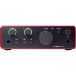 Focusrite Scarlett Solo Studio USB-C interfaz de audio con micrófono y auriculares (4ª generación) con abrazadera en soporte para auriculares, trípode para micrófono + pluma, filtro Kellopy Pop y cable XLR - imagen 3