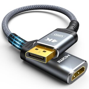 Highwings Adaptador DisplayPort 4K a HDMI, Computadora DP 1.2 unidireccional a Pantalla HDMI 2.0, Adaptador DisplayPort a HDMI (macho a Hembra), SR Anti-Rotura, sin pestillo, para Dell HP AMD NVIDIA, Pasivo - imagen 1