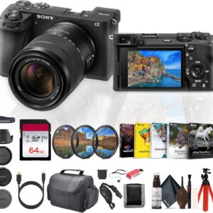 Kit de cámara sin espejo Sony Alpha a6700 con lente zoom de 18 a 135 mm (ILCE-6700M/B) - Sensor APS-C de 26 MP | Enfoque automático AI + Tarjeta de 64 GB + Kit de filtros + Lector de tarjetas + Software fotográfico + Más - imagen 1