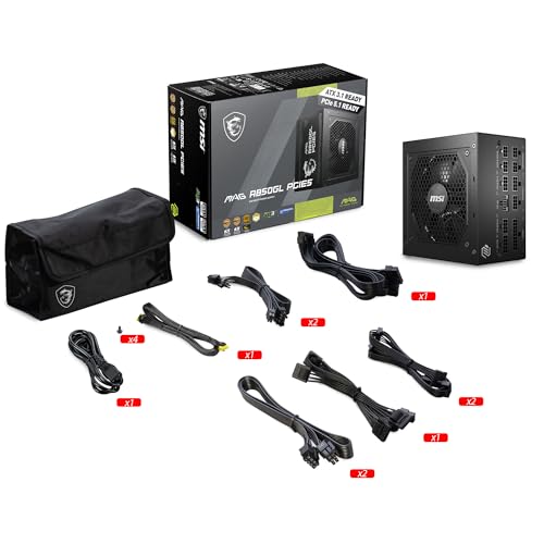 MSI MAG A850GL PCIE5, fuente de alimentación compacta para juegos totalmente modular de 850 W, 80+ Gold, ATX 3.1 y PCIe 5.1, cable nativo de dos colores de 12 V-2x6, 10 años de garantía - imagen 5