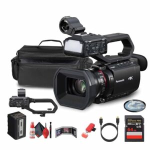Panasonic HC-X2100 UHD 4K 3G-SDI/HDMI Pro Videocámara liviana con zoom 24x (HC-X2100) + Estuche + Tarjeta de memoria de 64GB + Kit de limpieza + Cable HDMI + Filtro UV de 62 mm + Cartera para tarjetas + Lector de tarjetas - imagen 2