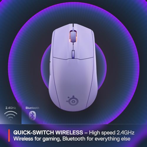 Ratón inalámbrico para juegos SteelSeries Rival 3 Gen 2 — 2,4 GHz y Bluetooth — Sensor óptico TrueMove Air de 18000 DPI — Durabilidad de 60 millones de clics — Peso ligero — Pies 100 % PTFE — Lavanda - imagen 4