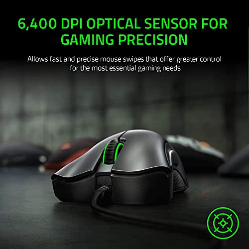 Razer DeathAdder Essential Gaming Mouse: Sensor óptico de 6400 DPI - 5 botones programables - Interruptores mecánicos - Empuñaduras laterales de goma - Negro clásico - imagen 3