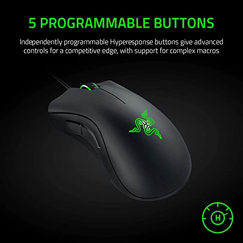 Razer DeathAdder Essential Gaming Mouse: Sensor óptico de 6400 DPI - 5 botones programables - Interruptores mecánicos - Empuñaduras laterales de goma - Negro clásico - imagen 5