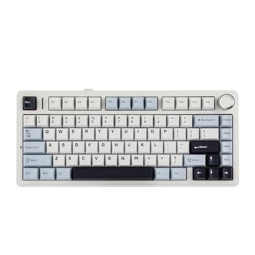 Teclado mecánico con junta EPOMAKER x Aula F75, teclado para juegos 75% inalámbrico intercambiable en caliente con acolchado y perilla de cinco capas, BT/2,4 GHz/USB-C, RGB (azul claro, interruptor LEOBOG Reaper) - imagen 2