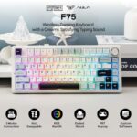 Teclado mecánico con junta EPOMAKER x Aula F75, teclado para juegos 75% inalámbrico intercambiable en caliente con acolchado y perilla de cinco capas, BT/2,4 GHz/USB-C, RGB (azul claro, interruptor LEOBOG Reaper) - imagen 3