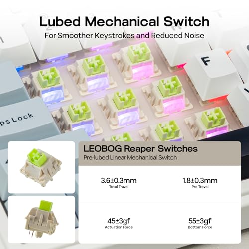 Teclado mecánico con junta EPOMAKER x Aula F75, teclado para juegos 75% inalámbrico intercambiable en caliente con acolchado y perilla de cinco capas, BT/2,4 GHz/USB-C, RGB (azul claro, interruptor LEOBOG Reaper) - imagen 5